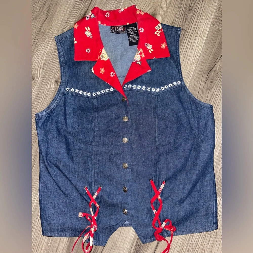 Vintage‎ Ozark Mountain Jean Co Denim embroidered vest Women’s Size M - Picture 7 of 7